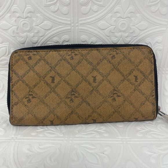 L.A.M.B. Tan Black Leather Gwen Stefani Monogram Zip Around Wallet - Picture 3 of 7